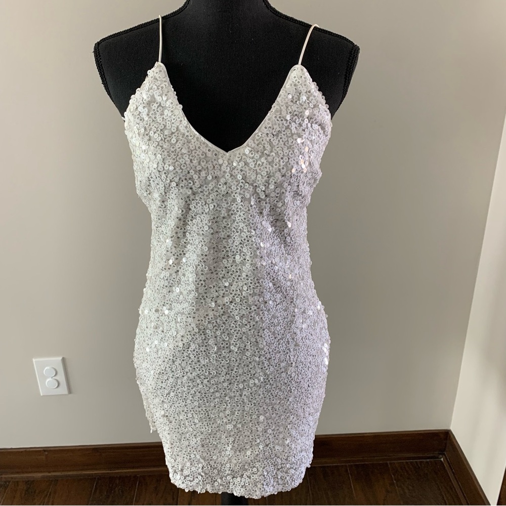 Lulu's White Sequin Mini Dress